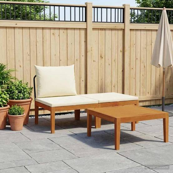 Vidaxl - Ensemble de salon de jardin 3 pc avec coussins Naturel vidaXL 42022078 - Image 1