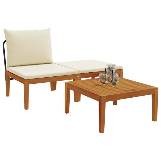 Vidaxl - Ensemble de salon de jardin 3 pc avec coussins Naturel vidaXL 42022078 - Image 4