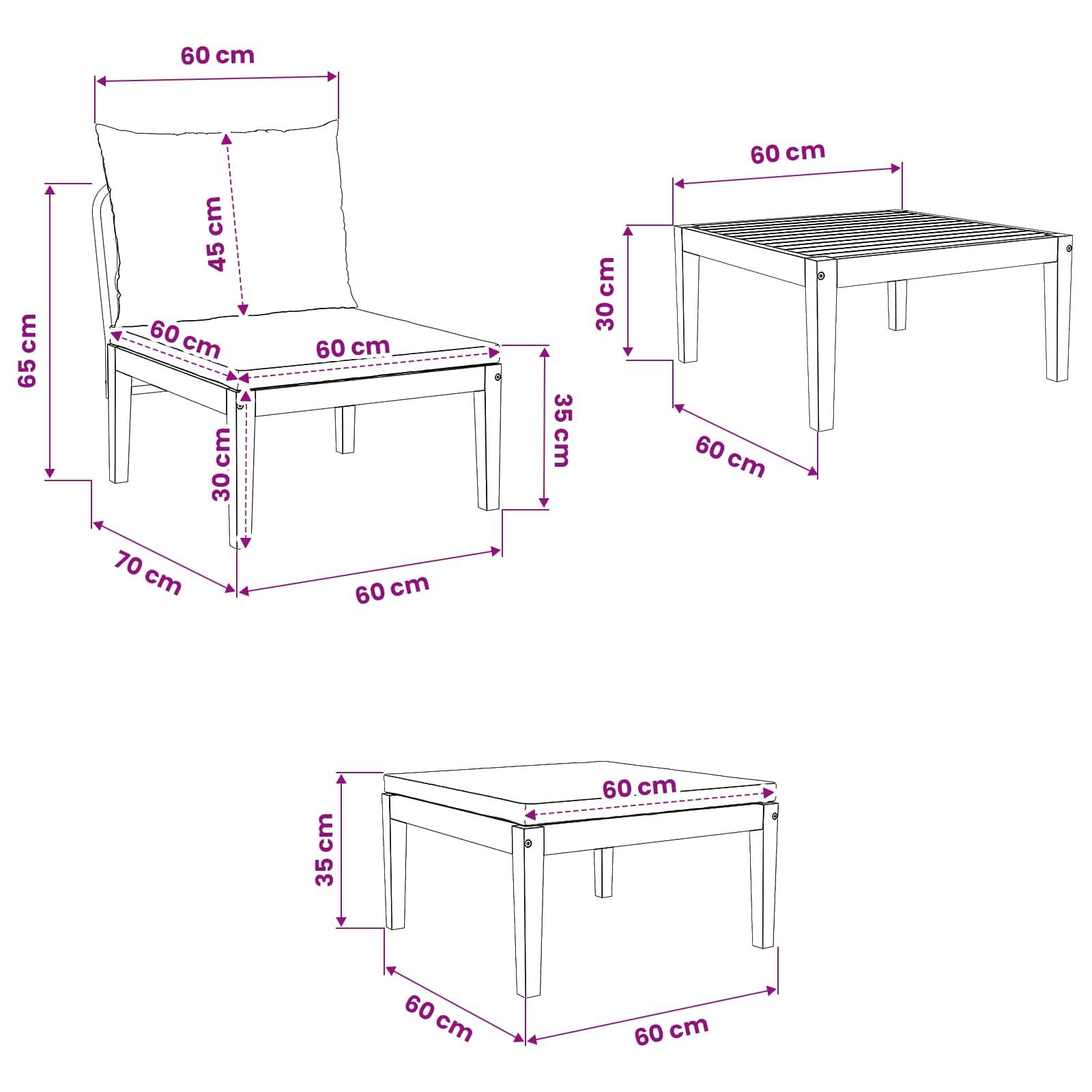 Vidaxl - Ensemble de salon de jardin 3 pc avec coussins Naturel vidaXL 42022078 - Image 3