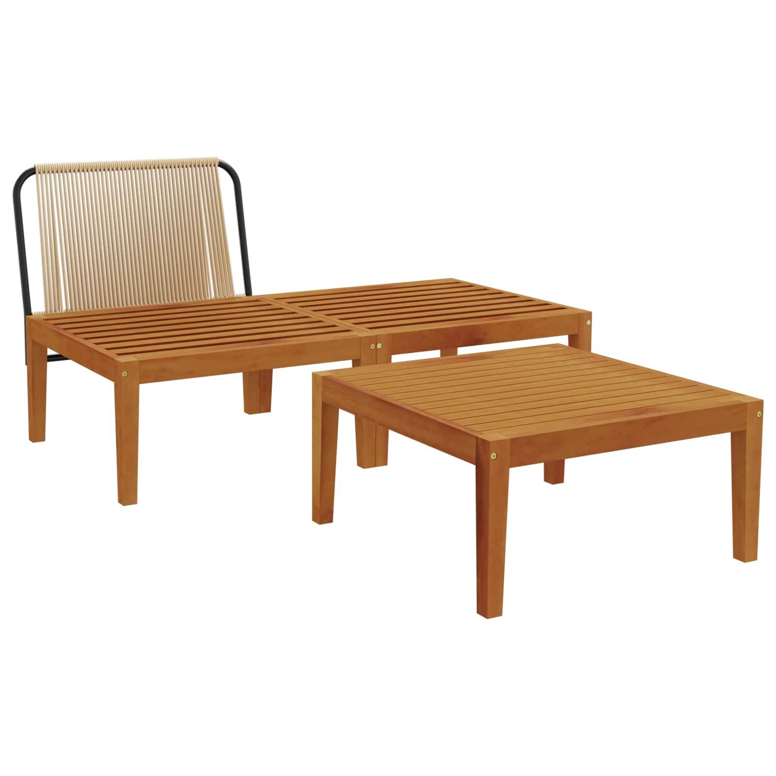 Vidaxl - Ensemble de salon de jardin 3 pc avec coussins Naturel vidaXL 42022078 - Image 5