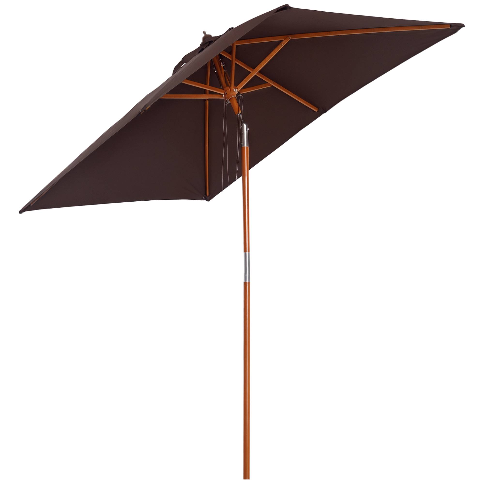 Outsunny - Parasol rectangulaire inclinable 2x1,5x2,3m ajustable bois et polyester haute densité chocolat - Outsunny - Image 1