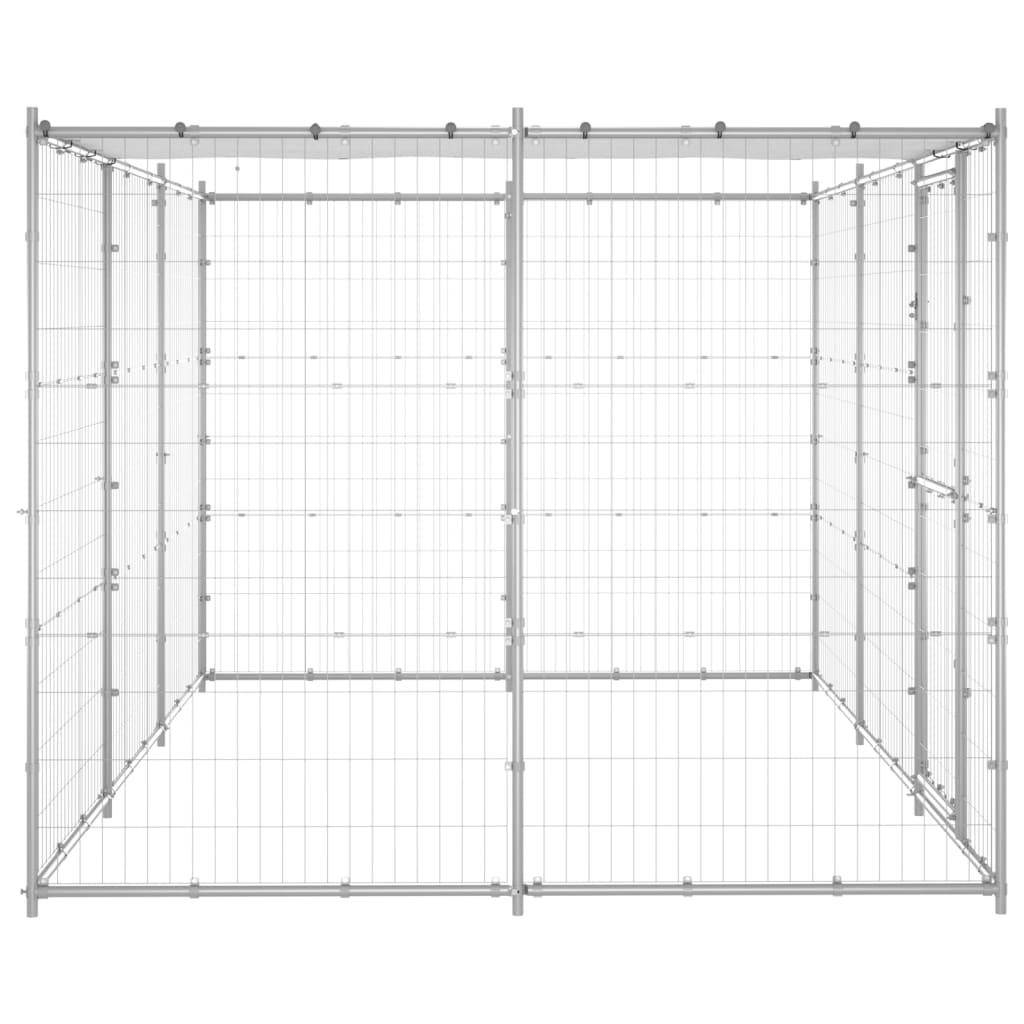 Helloshop26 - Chenil extérieur cage enclos parc animaux chien extérieur acier galvanisé avec toit 7,26 m² - Image 4