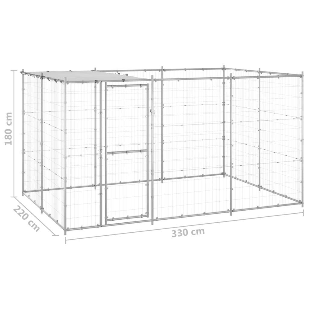 Helloshop26 - Chenil extérieur cage enclos parc animaux chien extérieur acier galvanisé avec toit 7,26 m² - Image 2