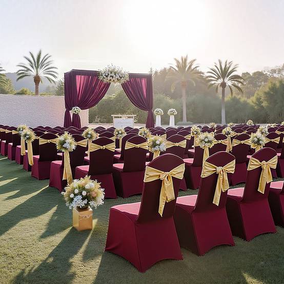 VEVOR Lot de 50 Housses de Chaise Extensibles en Élasthanne Mariage Bordeaux - Image 8