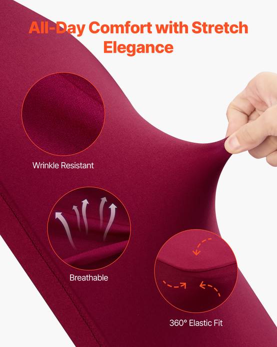 VEVOR Lot de 50 Housses de Chaise Extensibles en Élasthanne Mariage Bordeaux - Image 3