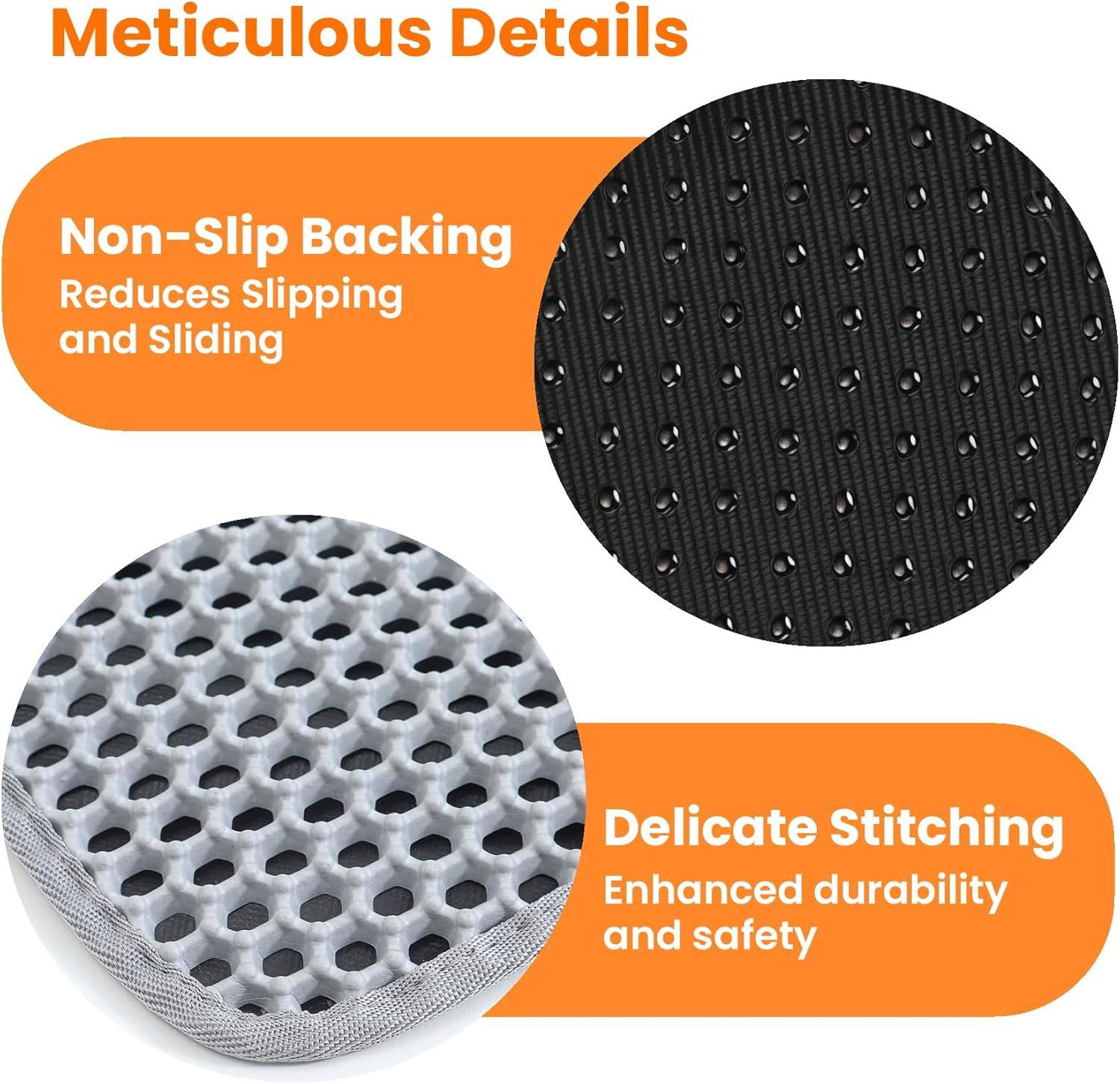 Tapis de litière pour chat, double couche, nid d'abeille, antidérapant, imperméable et anti-urine, accessoire pour chat, 45*60 cm, gris-Lytech - Image 7
