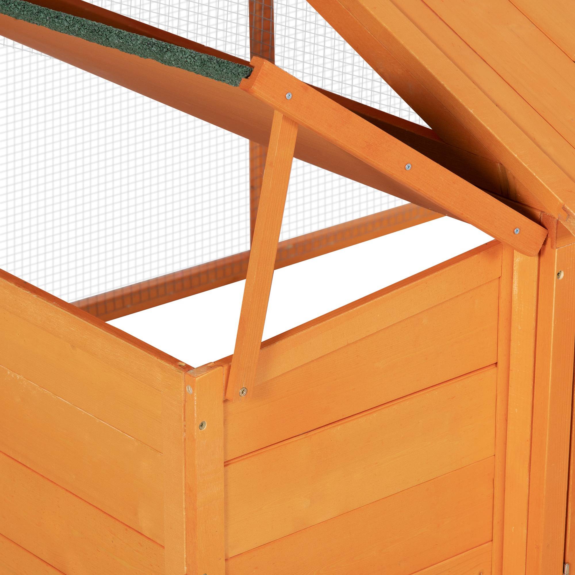 Poulailler de jardin pour 4-8 poules en bois, maille métallique et toit ouvrant, 240x112,5x76 cm, orange - Image 10