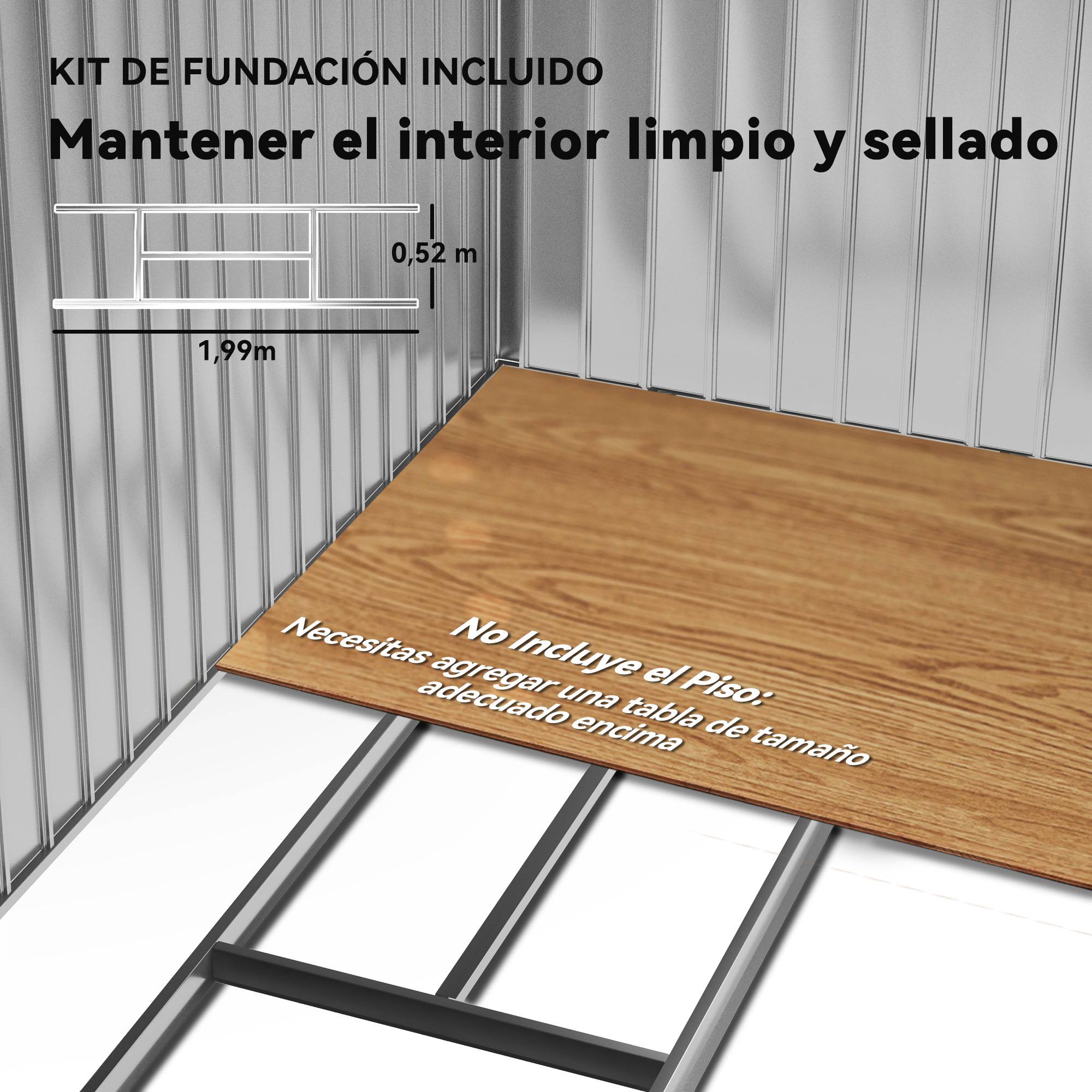 Abri de jardin 213 x 130 x 185 cm, abri extérieur en métal pour le rangement des outils, gris foncé - Image 8