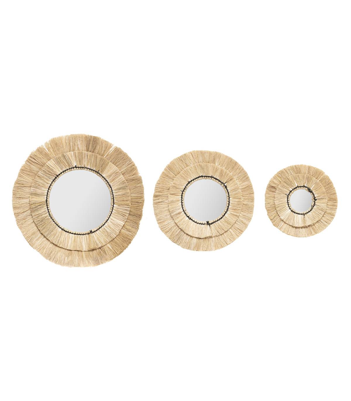 Atmosphera - Lot de 3 Miroirs en Raphia et Verre - Image 1