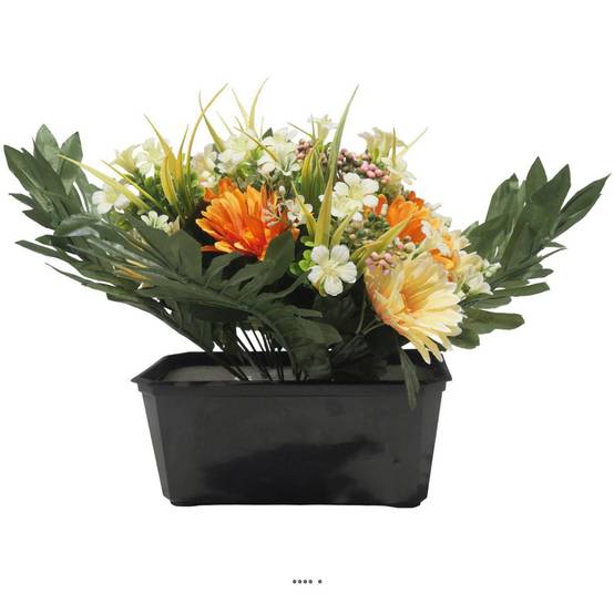 Jardinière fleurs artificielles pour les tombes gerbera et Mini fleurs Crème - couleur: Crème - Image 2