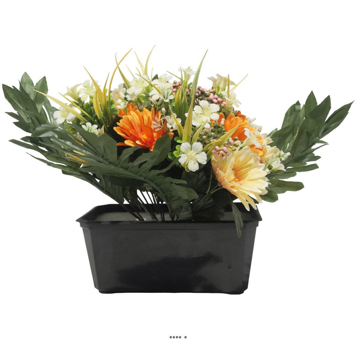 Jardinière fleurs artificielles pour les tombes gerbera et Mini fleurs Crème - couleur: Crème - Image 2