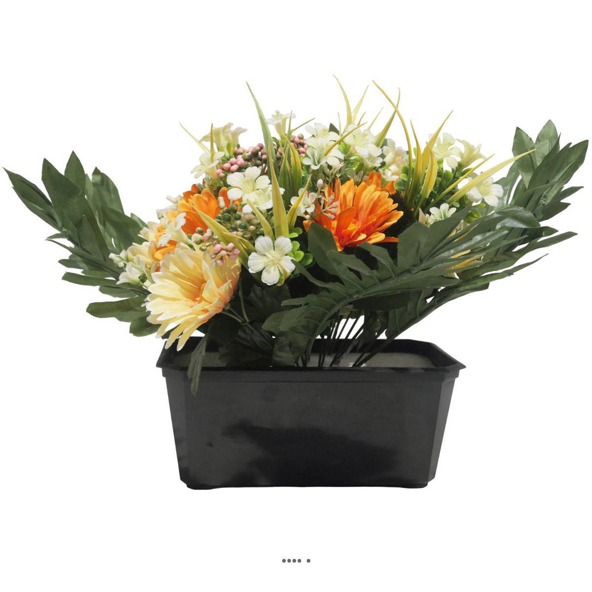 Jardinière fleurs artificielles pour les tombes gerbera et Mini fleurs Crème - couleur: Crème - Image 1