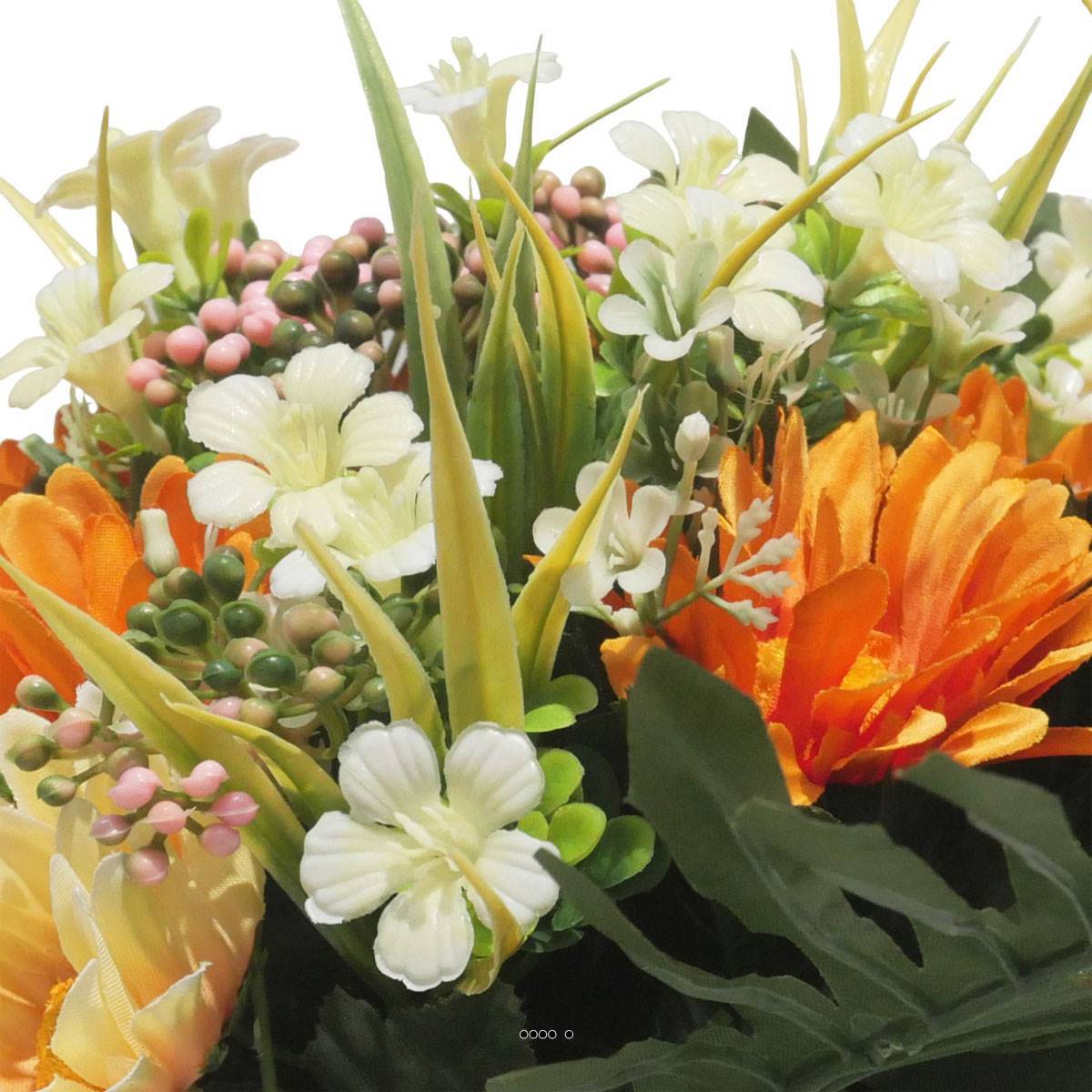 Jardinière fleurs artificielles pour les tombes gerbera et Mini fleurs Crème - couleur: Crème - Image 3
