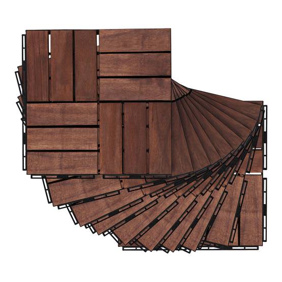 Casa.Pro - Set de 10 dalles de jardin Alliste bois d'acacia 12 lattes 0,9 m² marron casa.pro - Image 3
