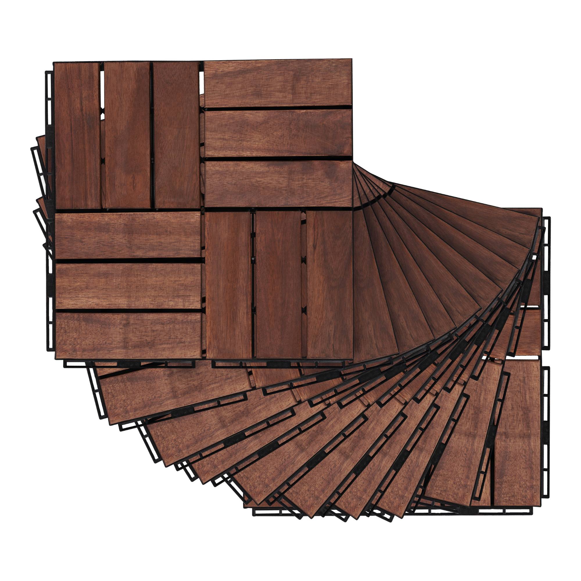 Casa.Pro - Set de 10 dalles de jardin Alliste bois d'acacia 12 lattes 0,9 m² marron casa.pro - Image 3