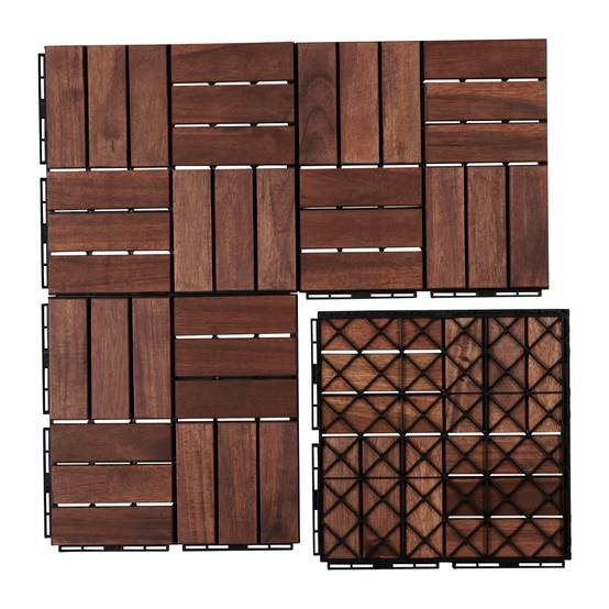 Casa.Pro - Set de 10 dalles de jardin Alliste bois d'acacia 12 lattes 0,9 m² marron casa.pro - Image 7