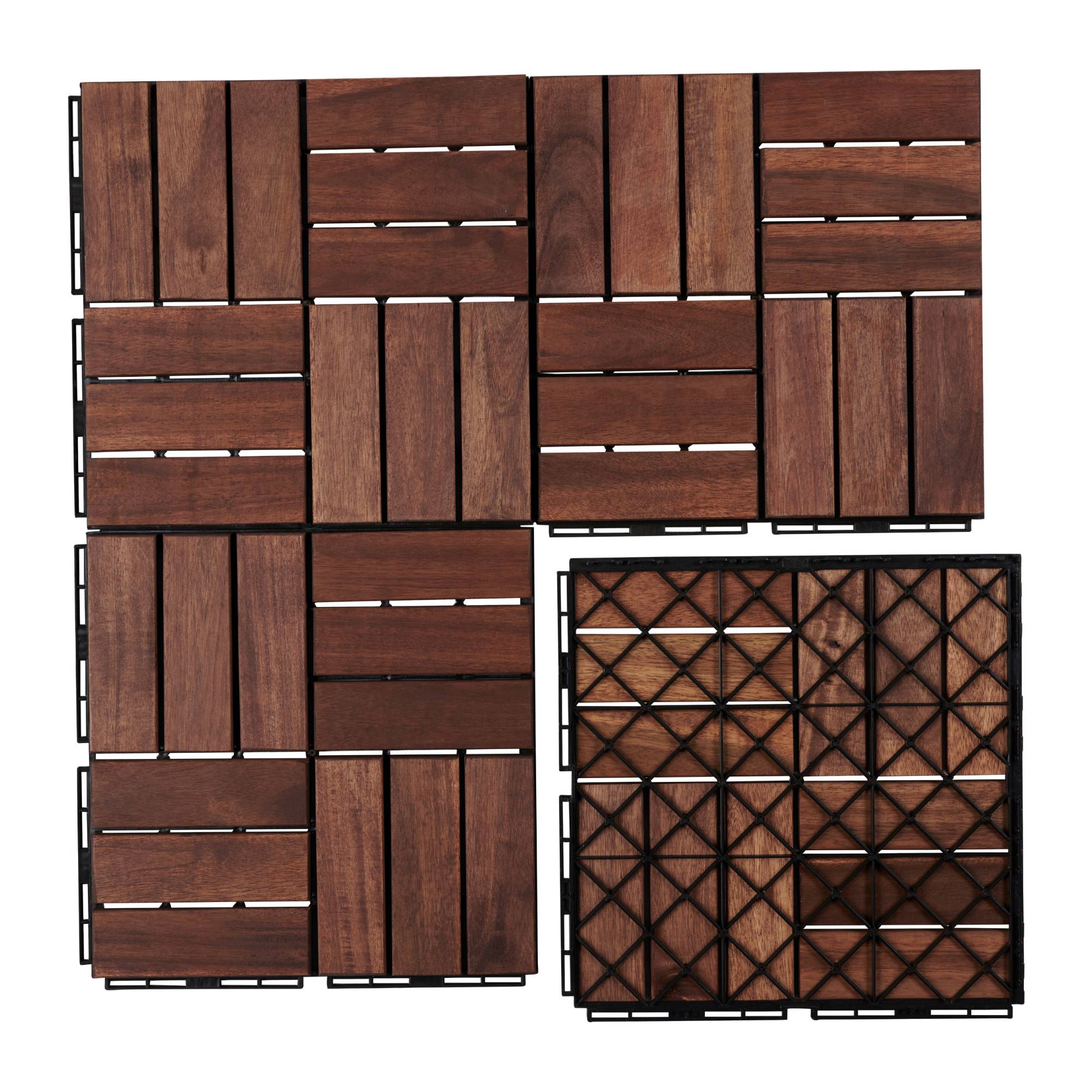 Casa.Pro - Set de 10 dalles de jardin Alliste bois d'acacia 12 lattes 0,9 m² marron casa.pro - Image 7