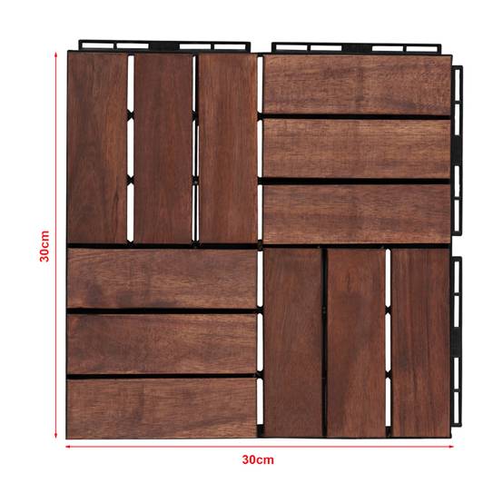 Casa.Pro - Set de 10 dalles de jardin Alliste bois d'acacia 12 lattes 0,9 m² marron casa.pro - Image 5