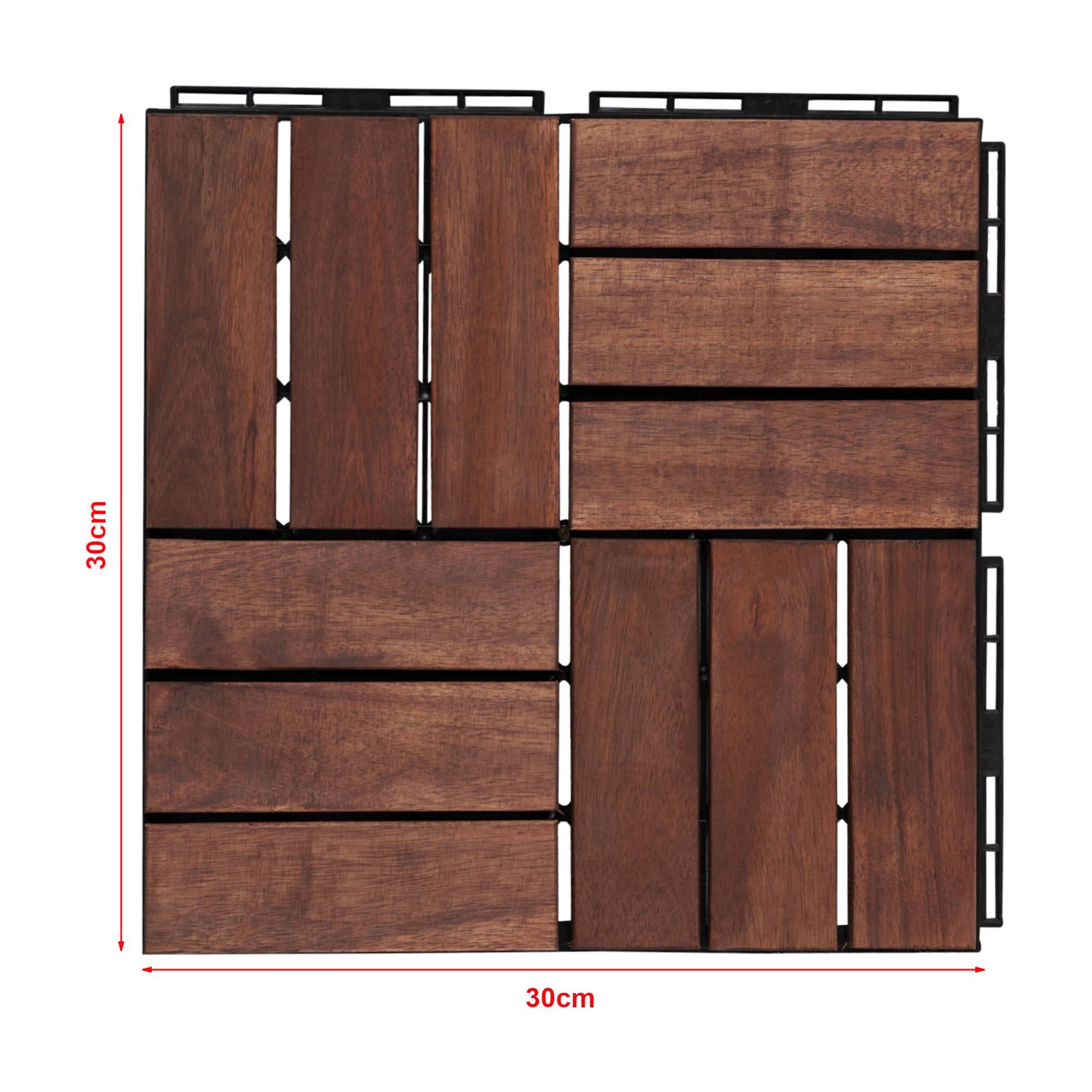 Casa.Pro - Set de 10 dalles de jardin Alliste bois d'acacia 12 lattes 0,9 m² marron casa.pro - Image 5