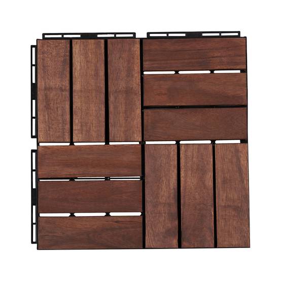 Casa.Pro - Set de 10 dalles de jardin Alliste bois d'acacia 12 lattes 0,9 m² marron casa.pro - Image 4