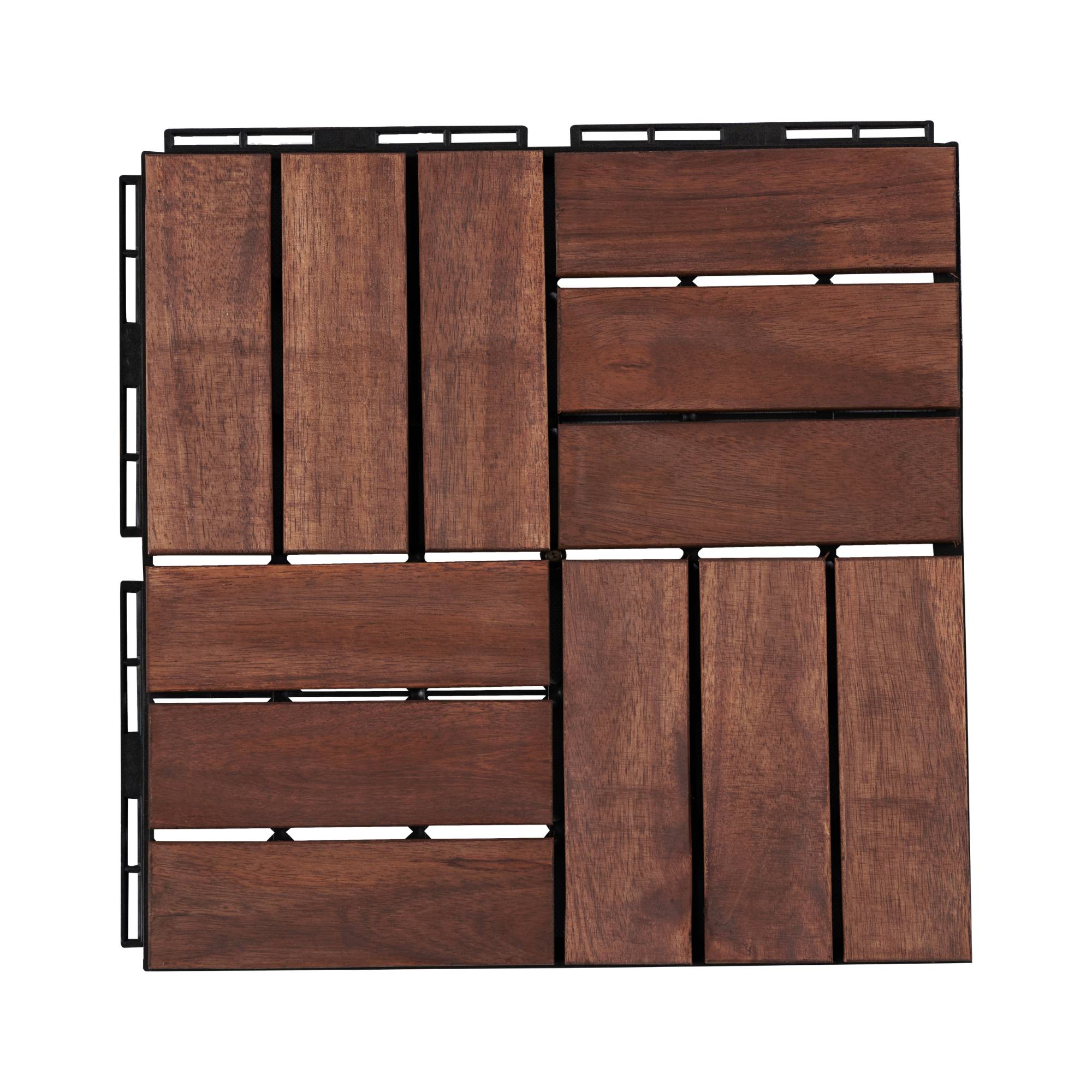 Casa.Pro - Set de 10 dalles de jardin Alliste bois d'acacia 12 lattes 0,9 m² marron casa.pro - Image 4