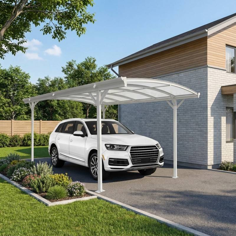 X-Metal - Carport autoportant 13m² aluminium polycarbonate 6mm blanc X-METAL avec kit d'ancrage - Image 1