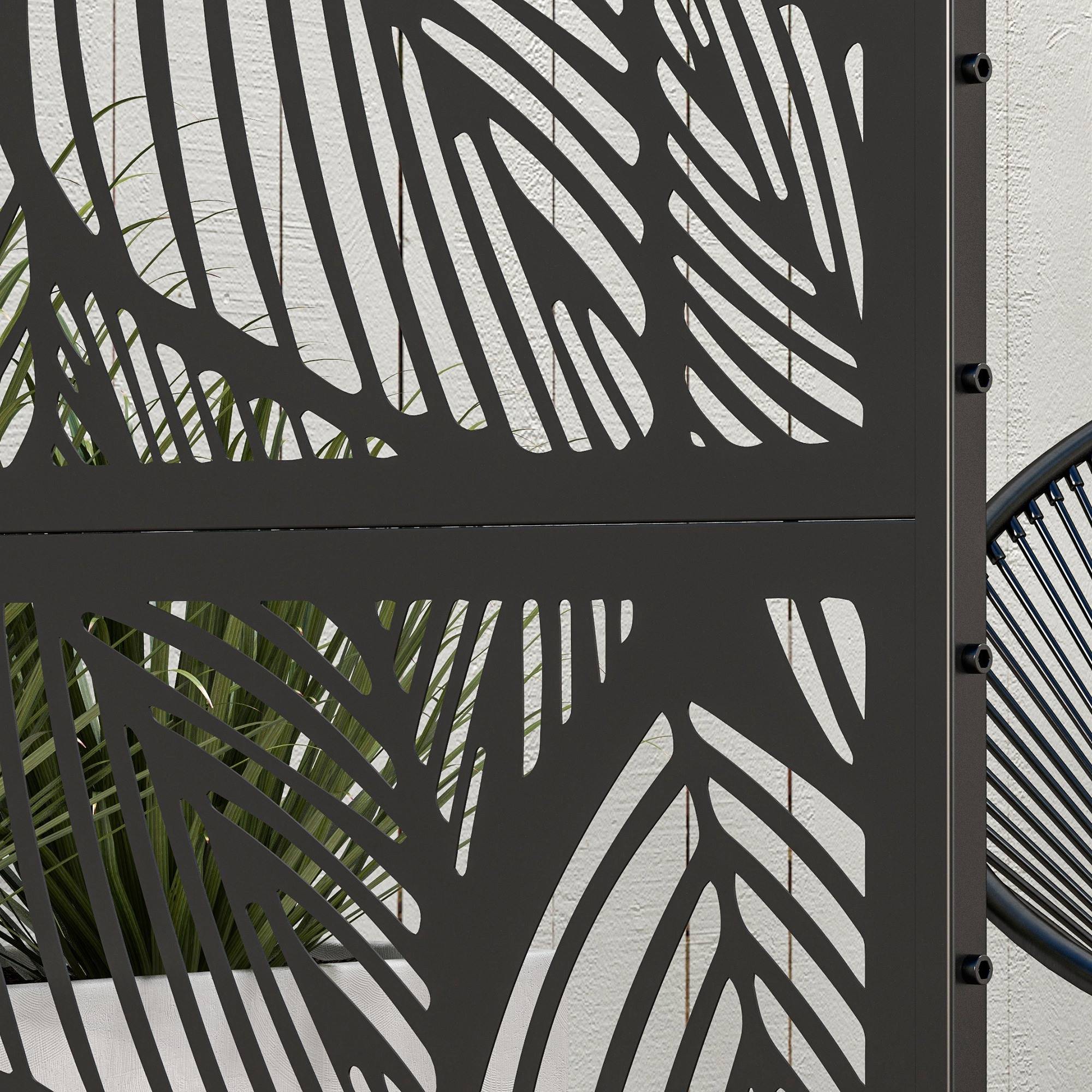 Outsunny - Panneau brise-vue décoratif paravent extérieur à motif végétal 122x45x198 cm acier noir - Outsunny - Image 7
