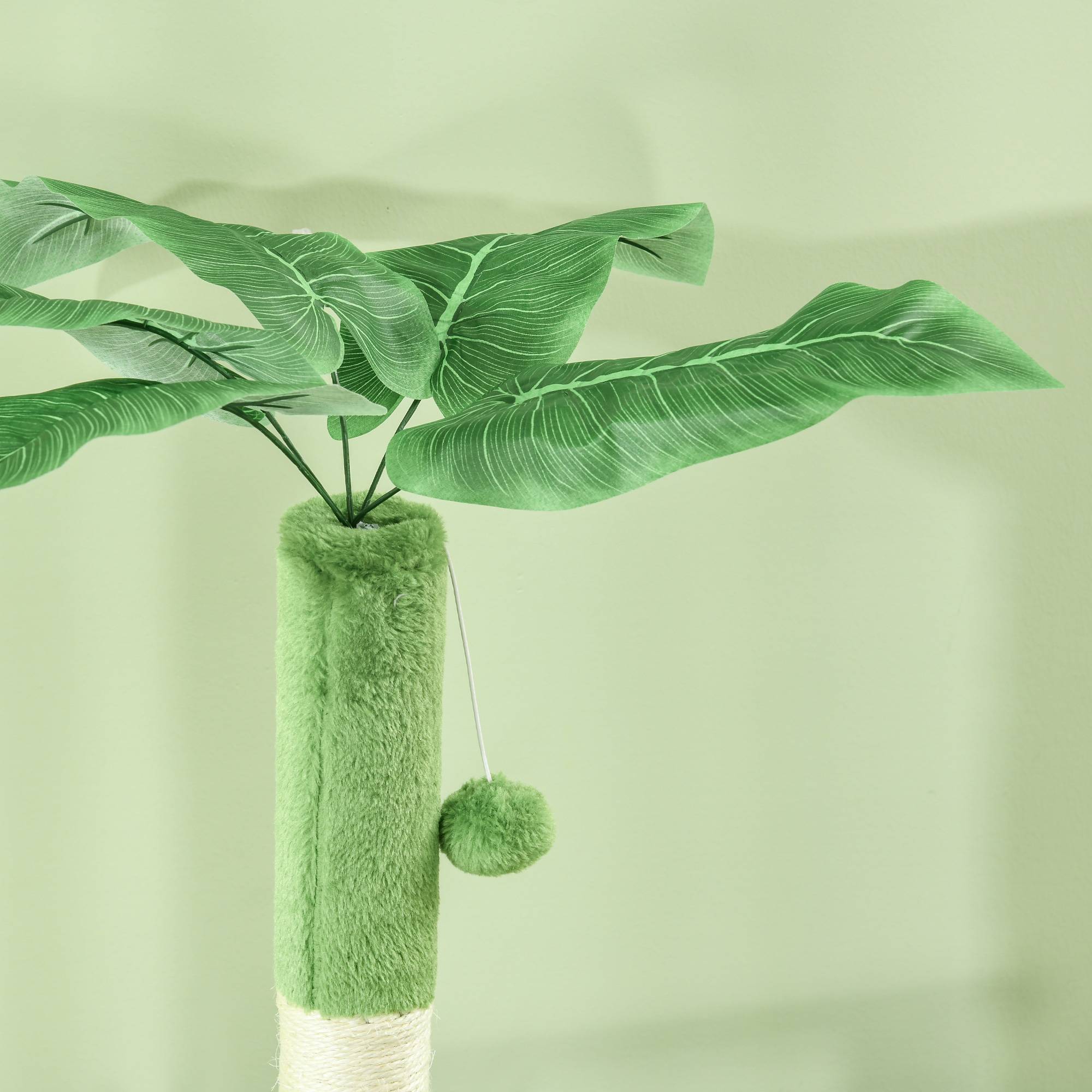 Arbre à chat multiniveaux bois peluche avec hamac grattoir sisal 49x49x142cm vert - ComfortXL Outdoor Living - Image 9