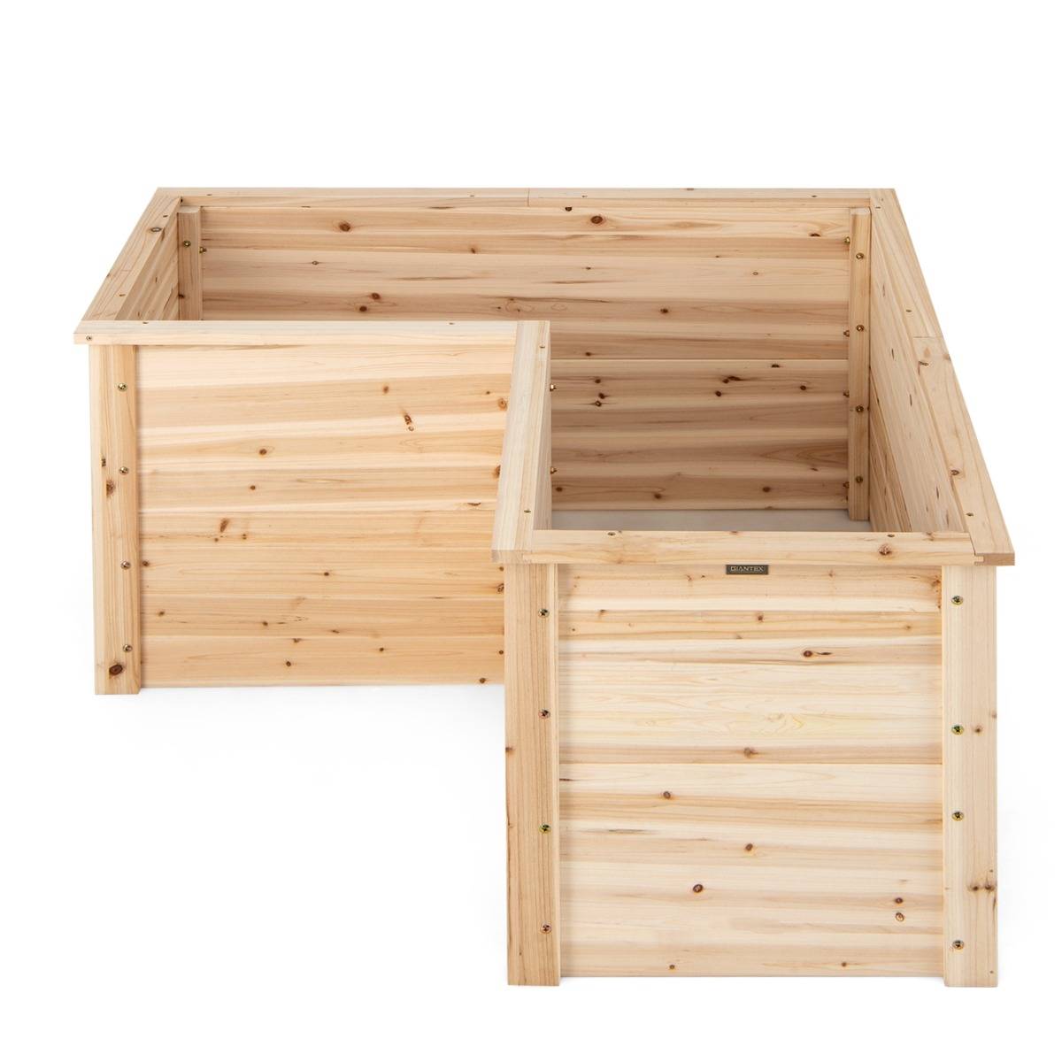 Carré Potager Jardinière en Bois de Sapin 120x120x63 CM Bac à Fleurs avec Base Ouverte en L pour Légumes Fruits et Herbes - Image 2