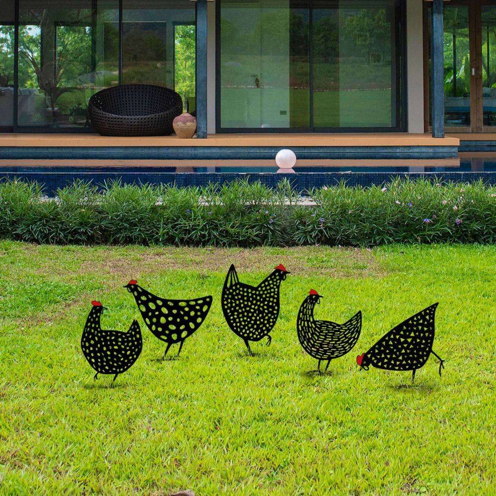 Hanah Home - Animaux décoratifs en métal Garden Poules - Image 2