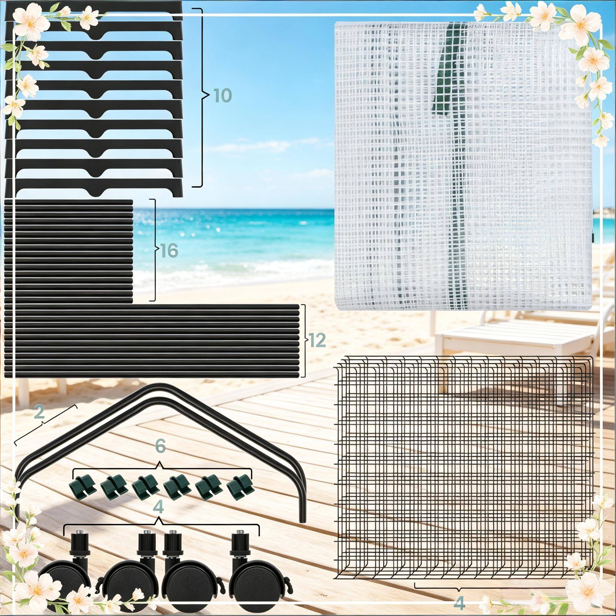 Serre balcon acier PE pour tomates à roulettes avec 4 étagères 70x50x163cm blanc - ComfortXL Outdoor Living - Image 2