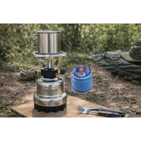 Rechaud à gaz 1200W piezo Coque INOX + 4 cartouches de gaz 190gr CAMPER GAZ - Image 5