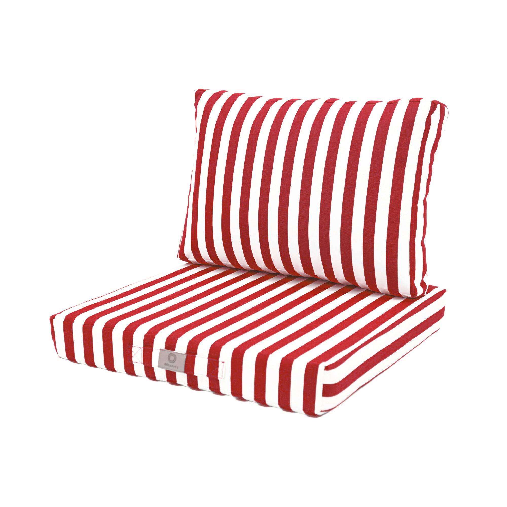 Coussins pour salon de jardin déhoussable 60x60cm Rayure rouge - Déco arts