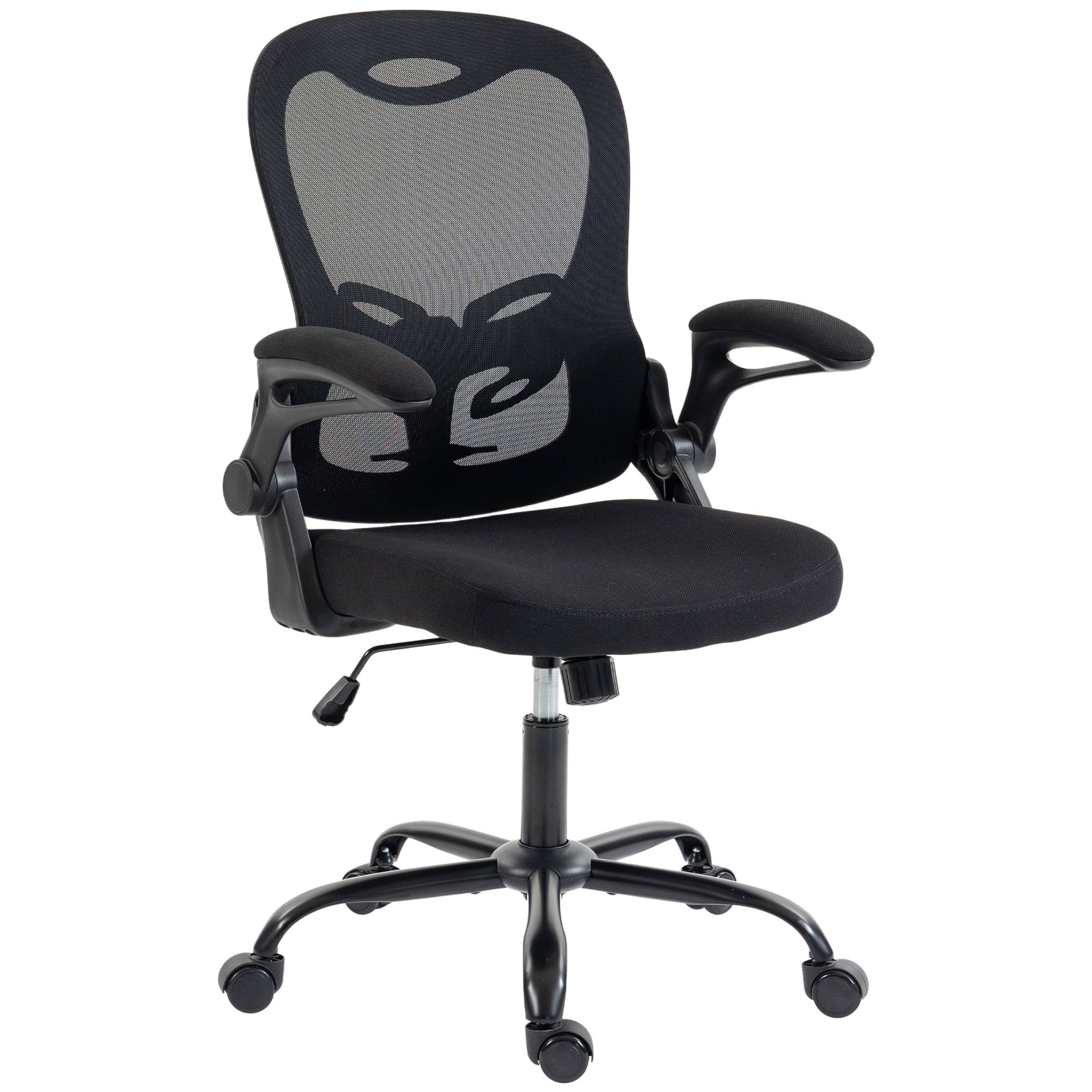 Sans Marque - Chaise Bureau Ergonomique, Fauteuil de Bureau Maille, Accoudoirs Relevables, Hauteur Réglable, Fonction Bascule, Noir - Image 2
