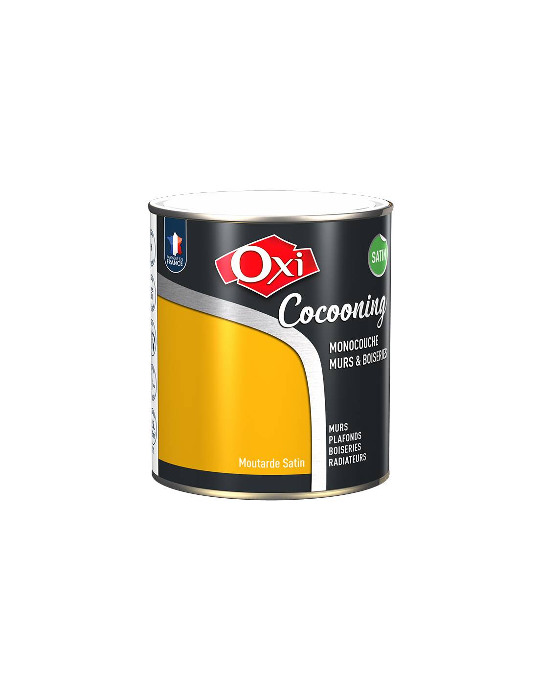 Oxi - Peinture Oxi Moutarde 2,5l Peinture Satinée Murs Boiseries, Couleur Moutarde - Oxi