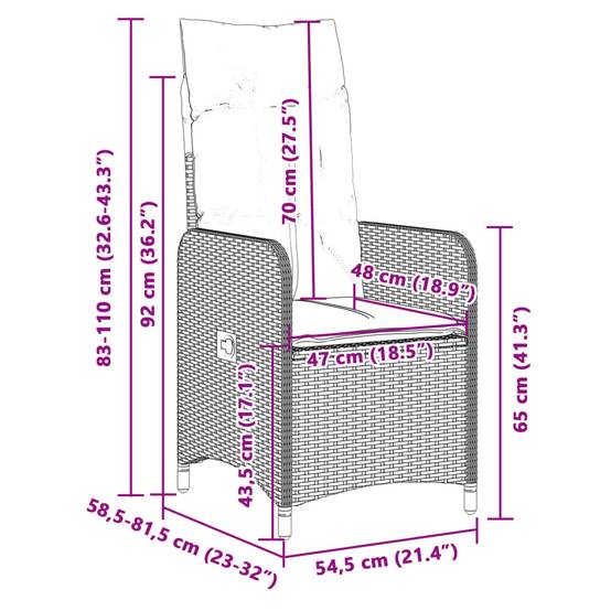 ComfortXL - Fauteuil Relax de Jardin Inclinable en Résine Tressée avec Coussin pour Balcon Gris – ComfortXL Outdoor Living - Image 9