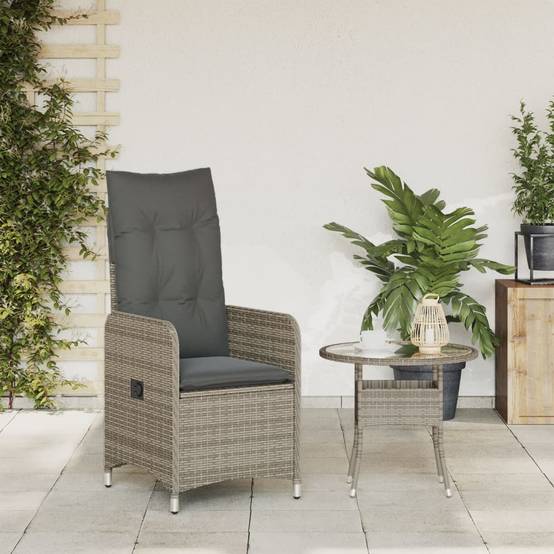 ComfortXL - Fauteuil Relax de Jardin Inclinable en Résine Tressée avec Coussin pour Balcon Gris – ComfortXL Outdoor Living - Image 3