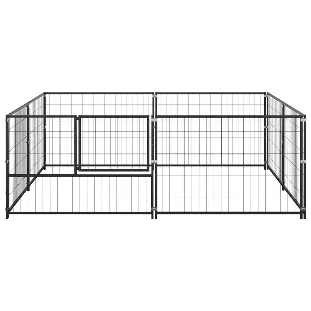 Helloshop26 - Chenil extérieur cage enclos parc animaux chien noir 4 m² acier - Image 3