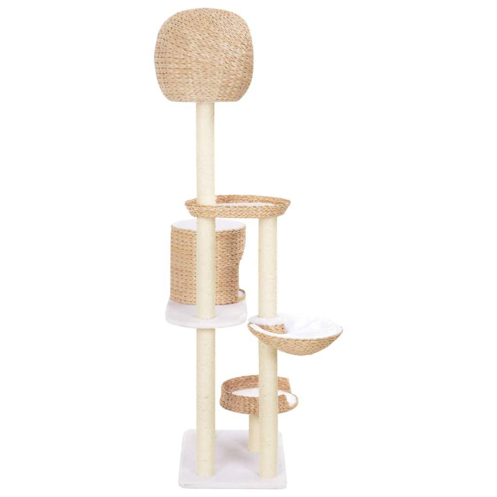 Helloshop26 - Arbre à chat griffoir grattoir niche jouet animaux peluché en sisal herbiers marins beige - Image 2