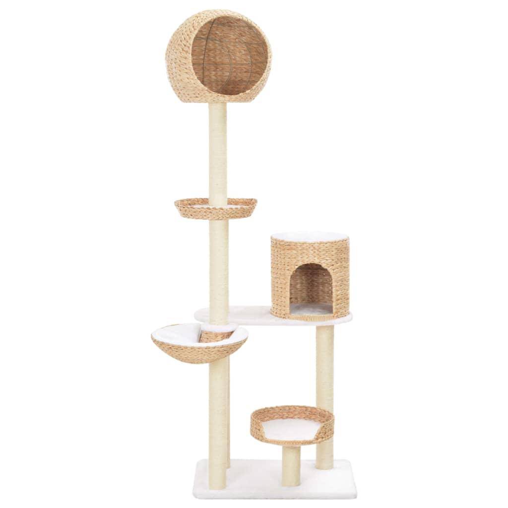 Helloshop26 - Arbre à chat griffoir grattoir niche jouet animaux peluché en sisal herbiers marins beige - Image 1