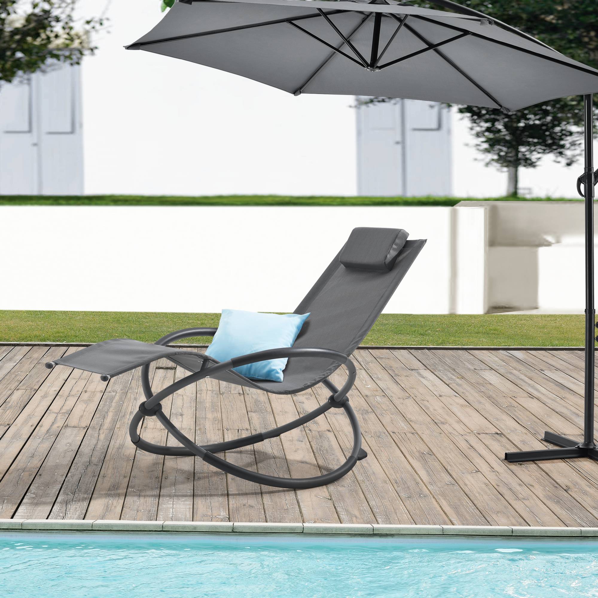 Fauteuil de jardin à bascule Pulsano capacité de charge 150 kg gris foncé [en.casa] - Image 2