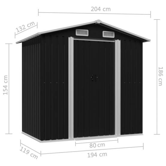Abri de jardin 2.69m² - Cabane de jardin - Abri de stockage pour jardin Anthracite Acier 204x132x186 cm MAISON CHIC - Image 8