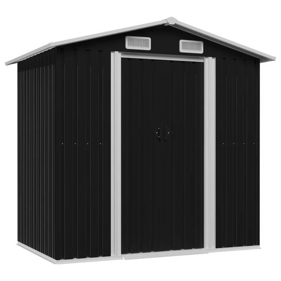 Abri de jardin 2.69m² - Cabane de jardin - Abri de stockage pour jardin Anthracite Acier 204x132x186 cm MAISON CHIC - Image 2