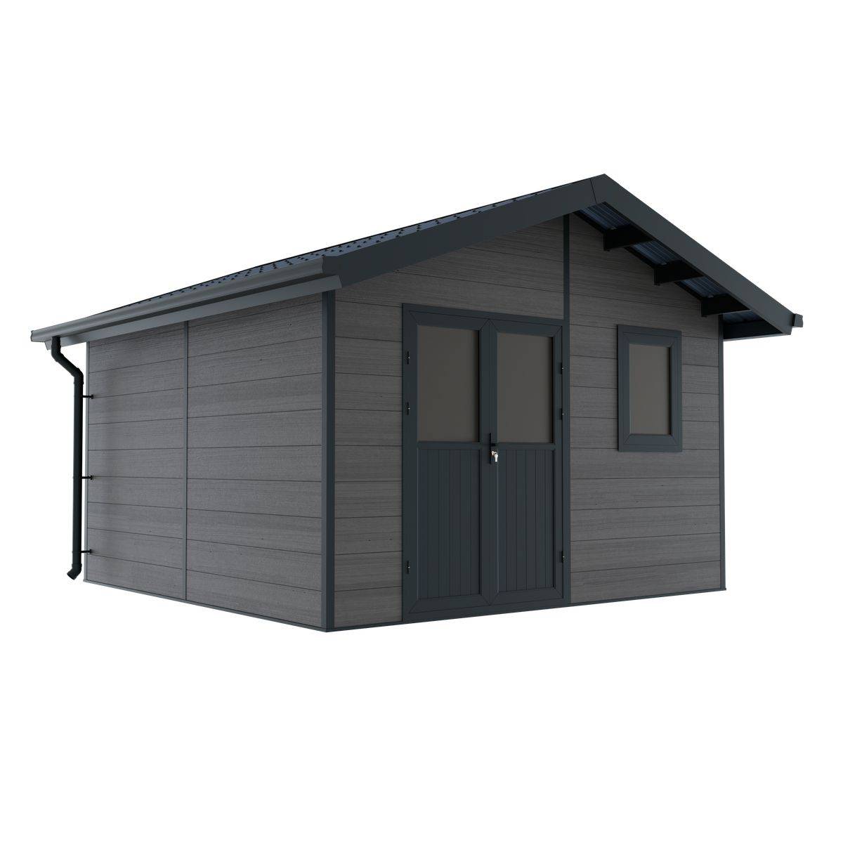 Direct Abris - Abri de Jardin Composite ISORA - 15m2 Gris - Cabane Atelier / Abri Velo - Image 3