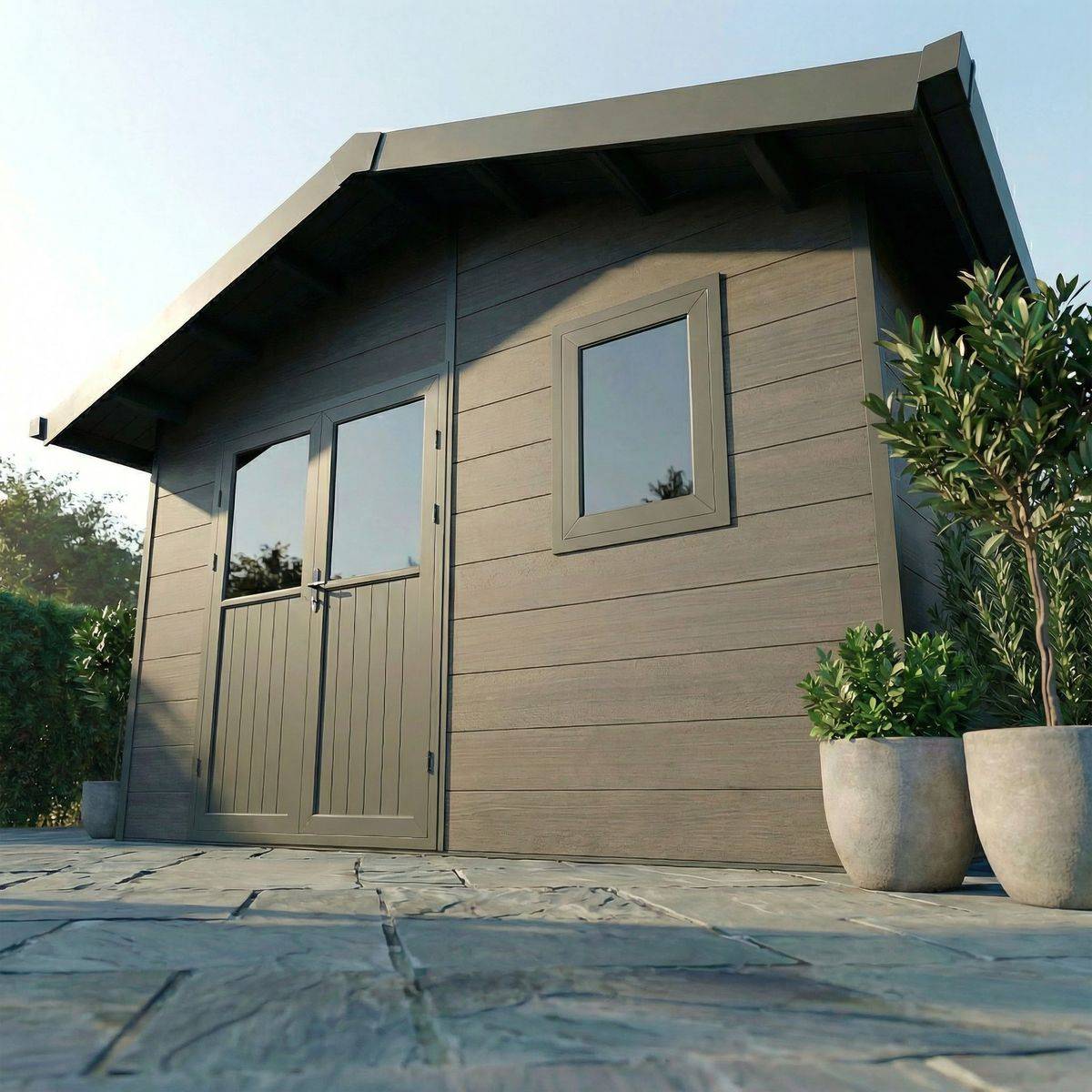 Direct Abris - Abri de Jardin Composite ISORA - 15m2 Gris - Cabane Atelier / Abri Velo - Image 2