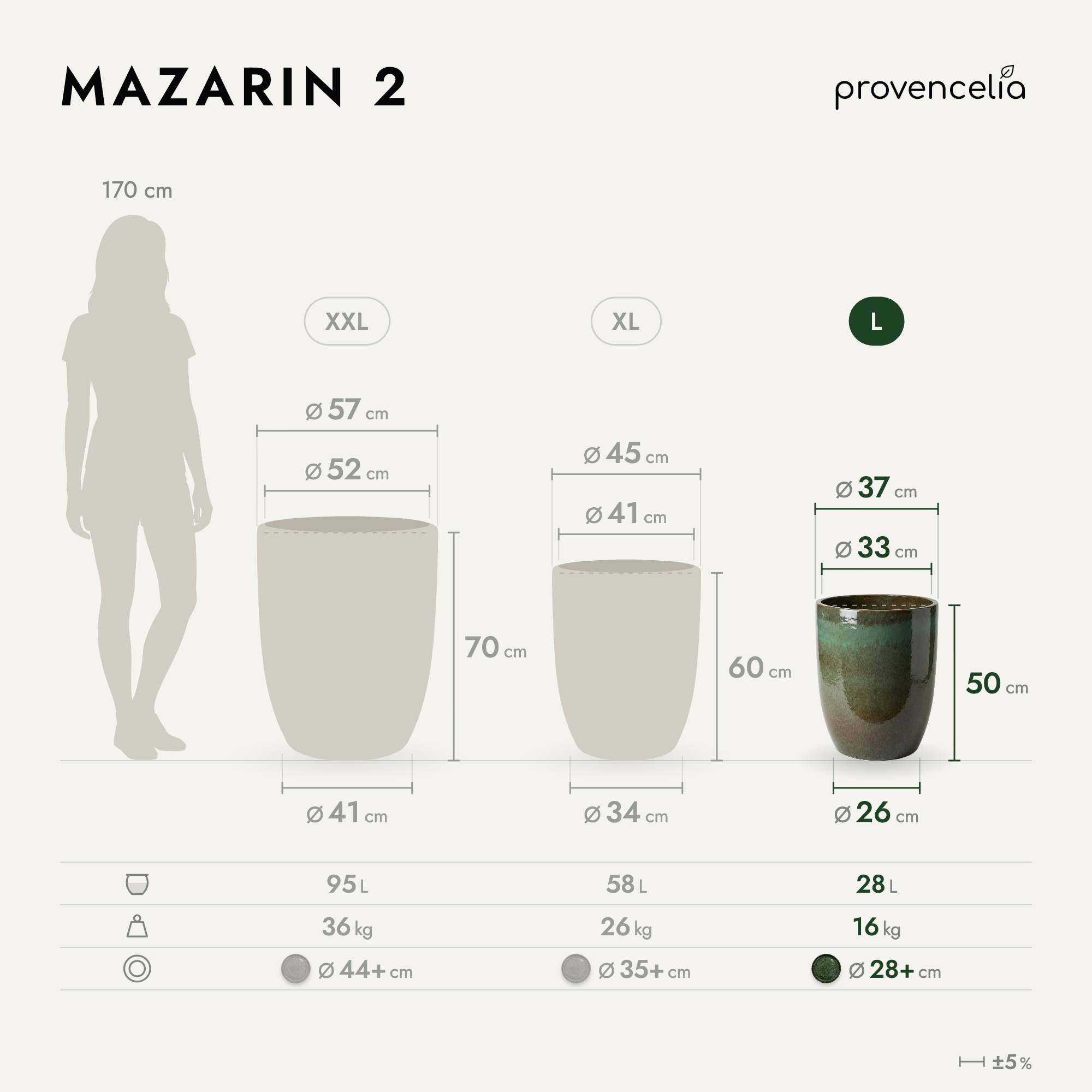 Provencelia - Pot MAZARIN2 37x49cm vert brumeux - Image 5