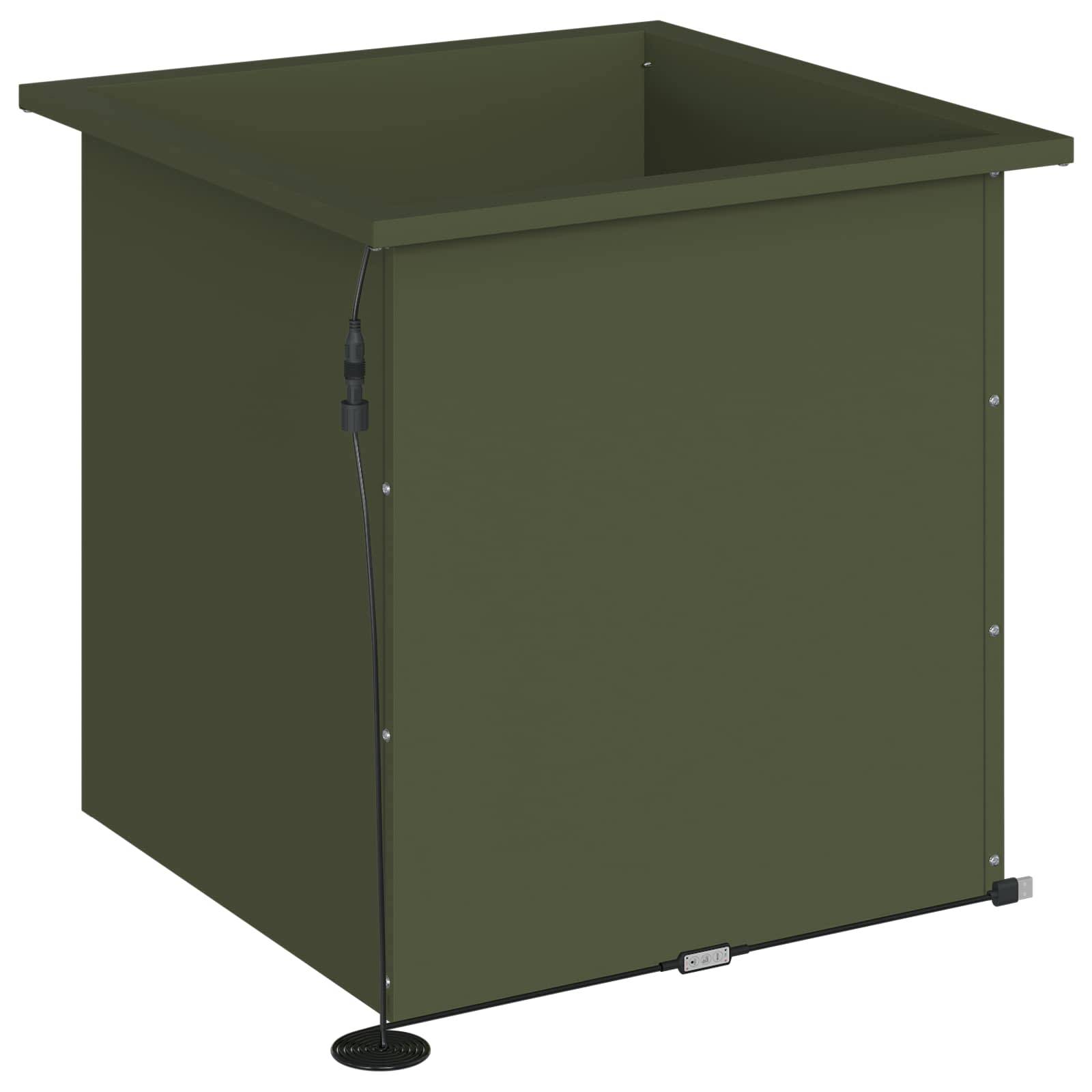 Vidaxl - Jardinière de jardin avec LED 2 pc-Pot de fleur-Bac à fleurs Vert olive 50 x 50 x 48 cm - Image 6