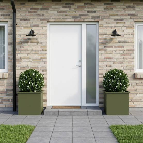Vidaxl - Jardinière de jardin avec LED 2 pc-Pot de fleur-Bac à fleurs Vert olive 50 x 50 x 48 cm - Image 1