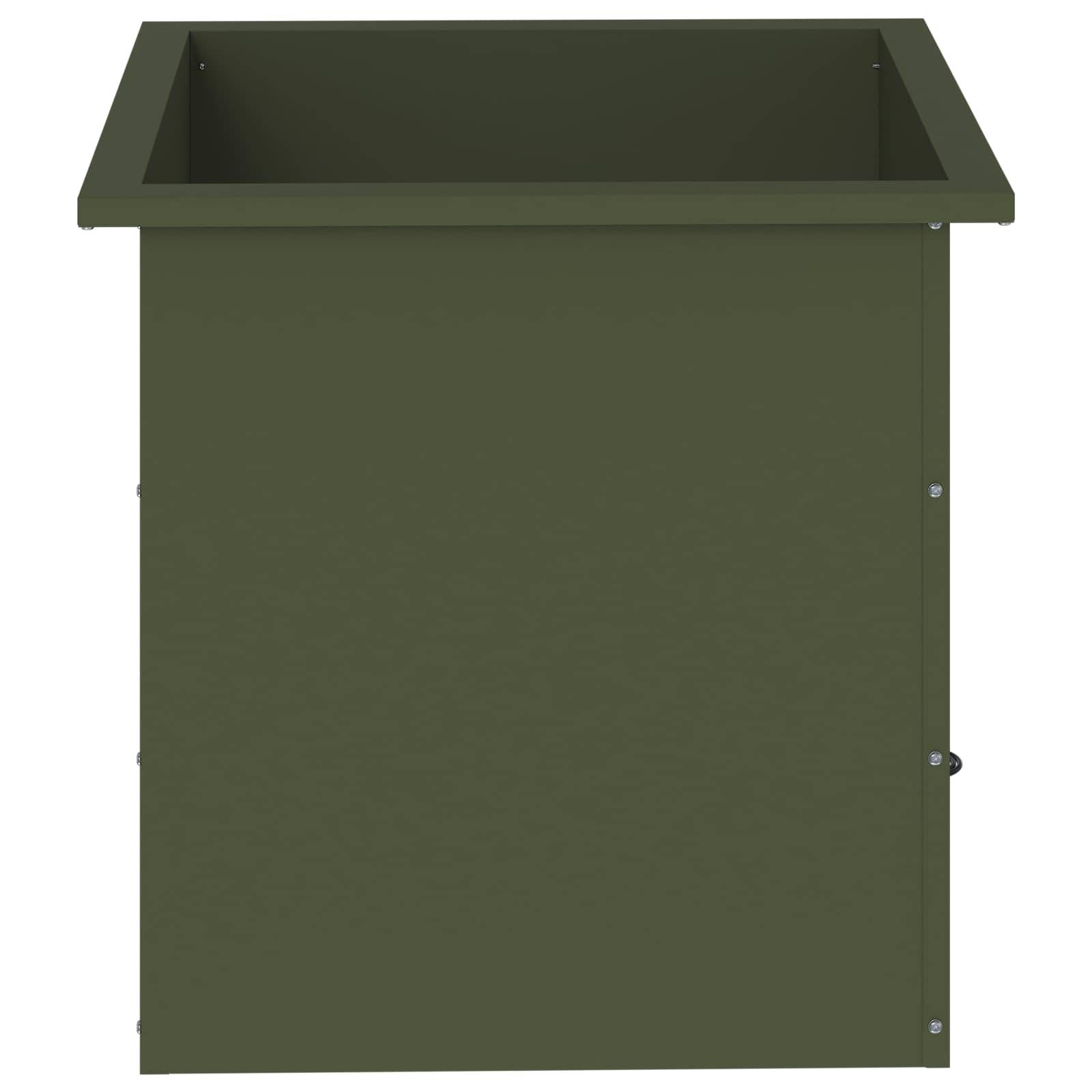 Vidaxl - Jardinière de jardin avec LED 2 pc-Pot de fleur-Bac à fleurs Vert olive 50 x 50 x 48 cm - Image 5