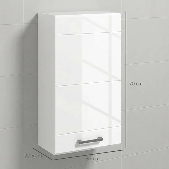 Sans Marque - Meuble salle bain mural MDF 3 étagères étagère supérieure réglable 37x22,5x70 cm blanc - Image 5